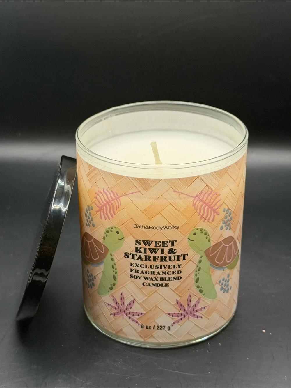 Bath & Body Works Sweet Kiwi & Starfruit 8OZ Single-Wick Candle w/ Turtle Design